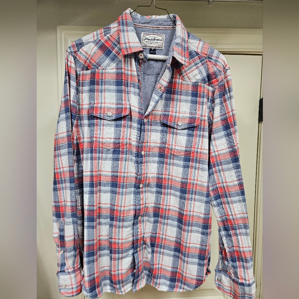 Flag & Anthem Men's M Red and Blue Flannel Shirt